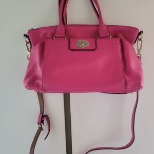 Vibrant Pink Shoulder Bag with Silver Hardware